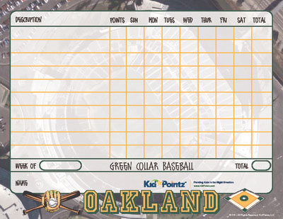 Kids Chart: Oakland A's Chart