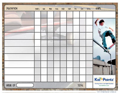 Printable Chart: Skateboard Theme