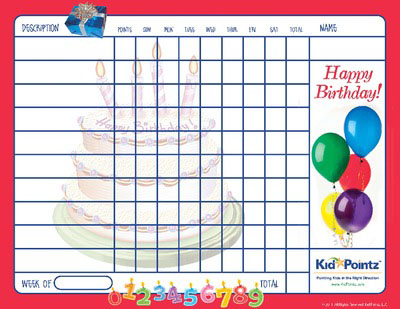 Printable Chart: Birthday Theme
