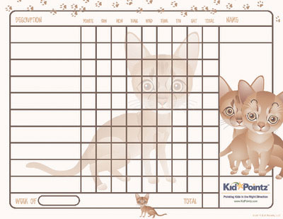 Printable Behavior Chart: Oriental Cats Theme