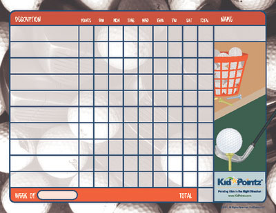 Printable Chart: Golf Theme
