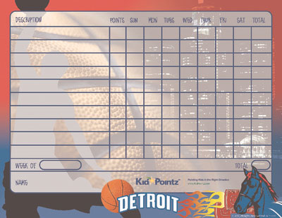 Behavior Charts for Children: Detroit Pistons Theme