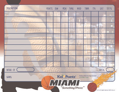 Kids Behavior Chart: Miami Heat Theme