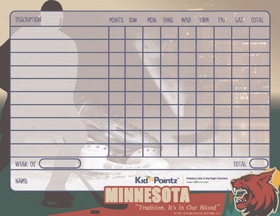 Behavior Chart for Children: Minnesota Wild Theme