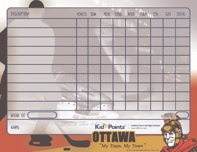 Kids Printable Charts: Ottawa Senators Theme