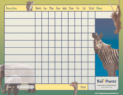 Printable Chart: Zoo Theme