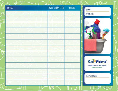 Printables: Chore Chart with Points