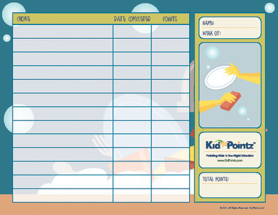 Chore Chart For Kids To Earn Money