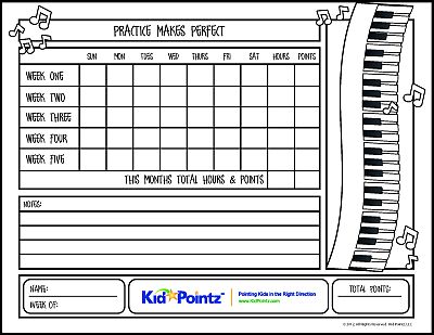 Piano Practice Chart
