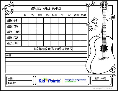 Color Your Own Practice Chart for Acoustic Guitar