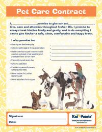 Pet Care Contract for Kids